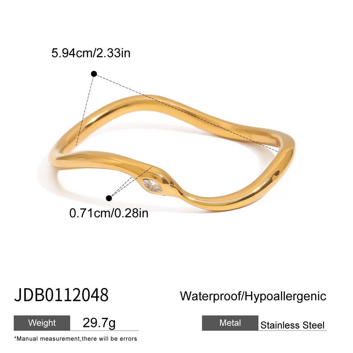 18K Gold Snake Bangle in Stainless Steel_CWAJE4646