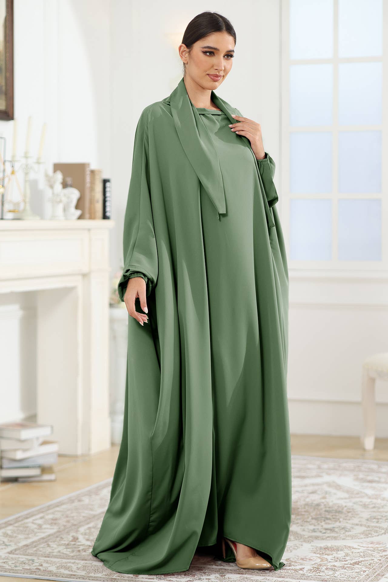 SATIN LACE ARABIC STYLE LOOSE DRESS