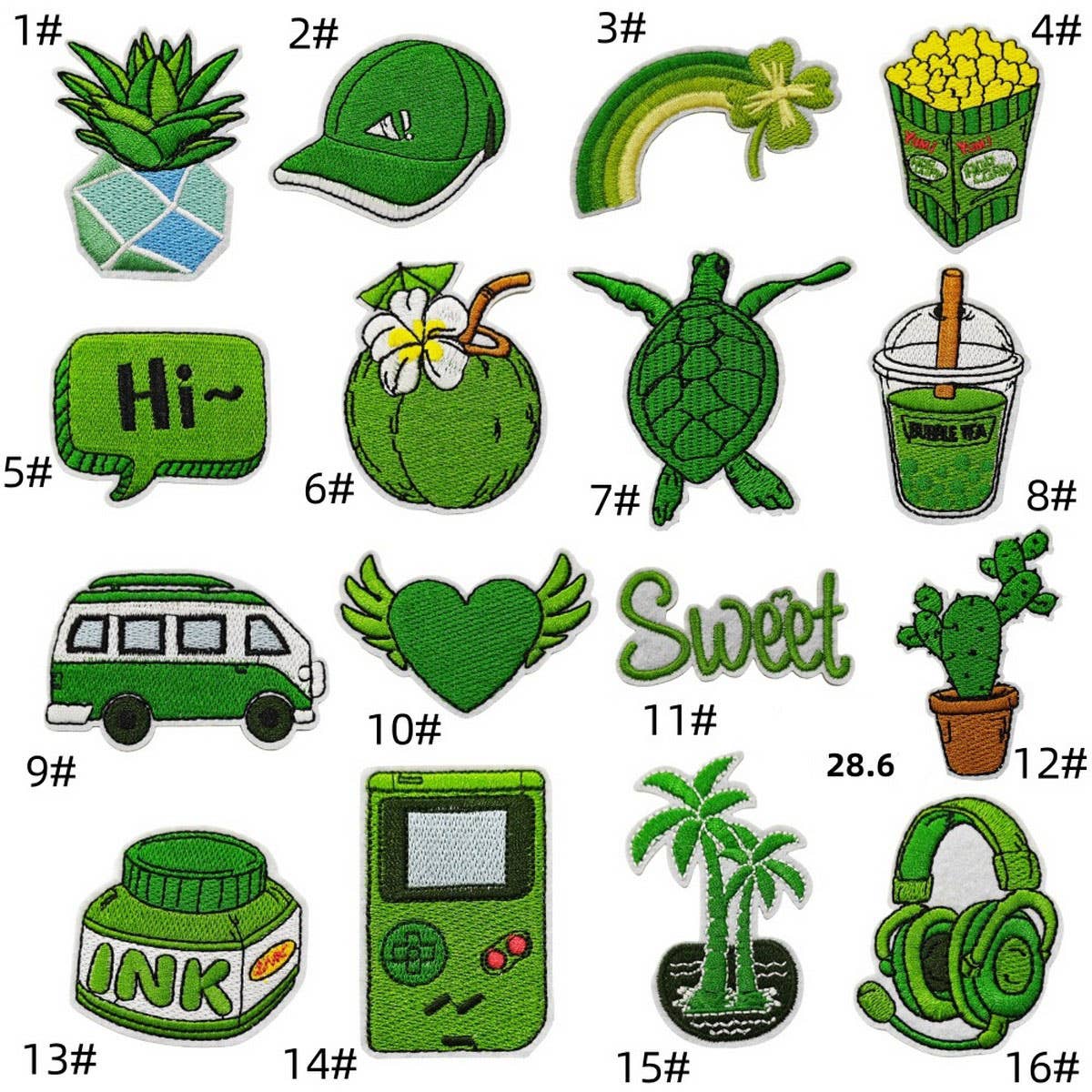 GREEN SERIES CARTOON EMBROIDERED PATCH