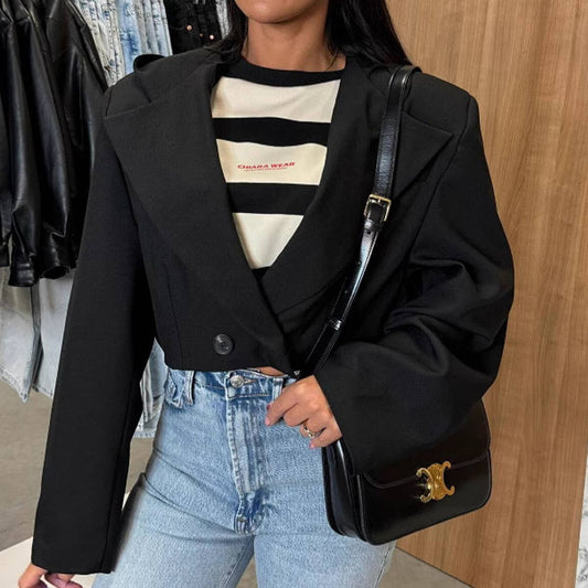 FASHION LOOSE CASUAL SHORT HOODED SUIT JACKET