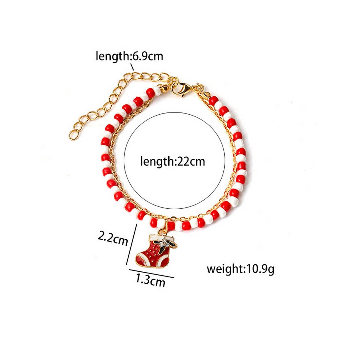 CHRISTMAS COLORBLOCK HANDMADE BEADED BRACELET