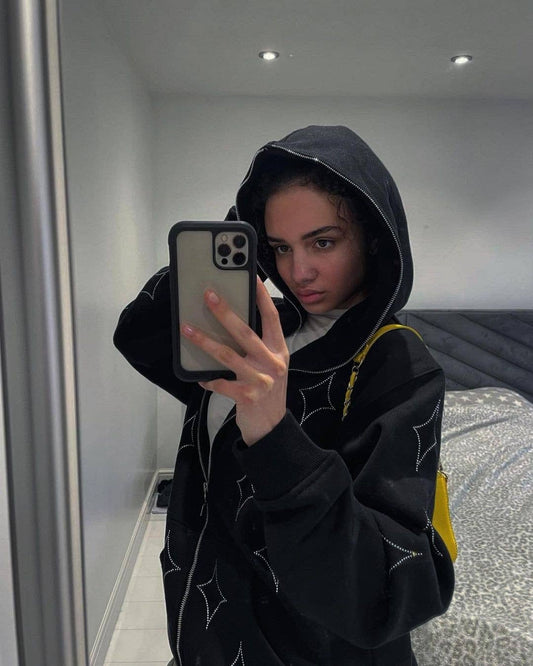 LONG SLEEVE GOTHIC JACKET WITH GOLD STAR ZIPPER