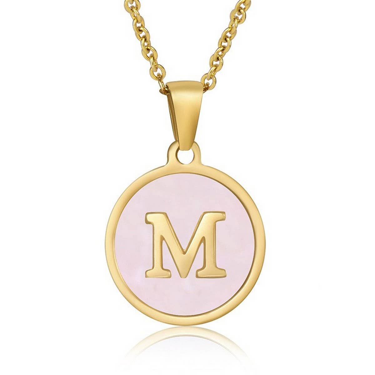 ROUND 18K GOLD STAINLESS STEEL 26LETTERS NECKLACE