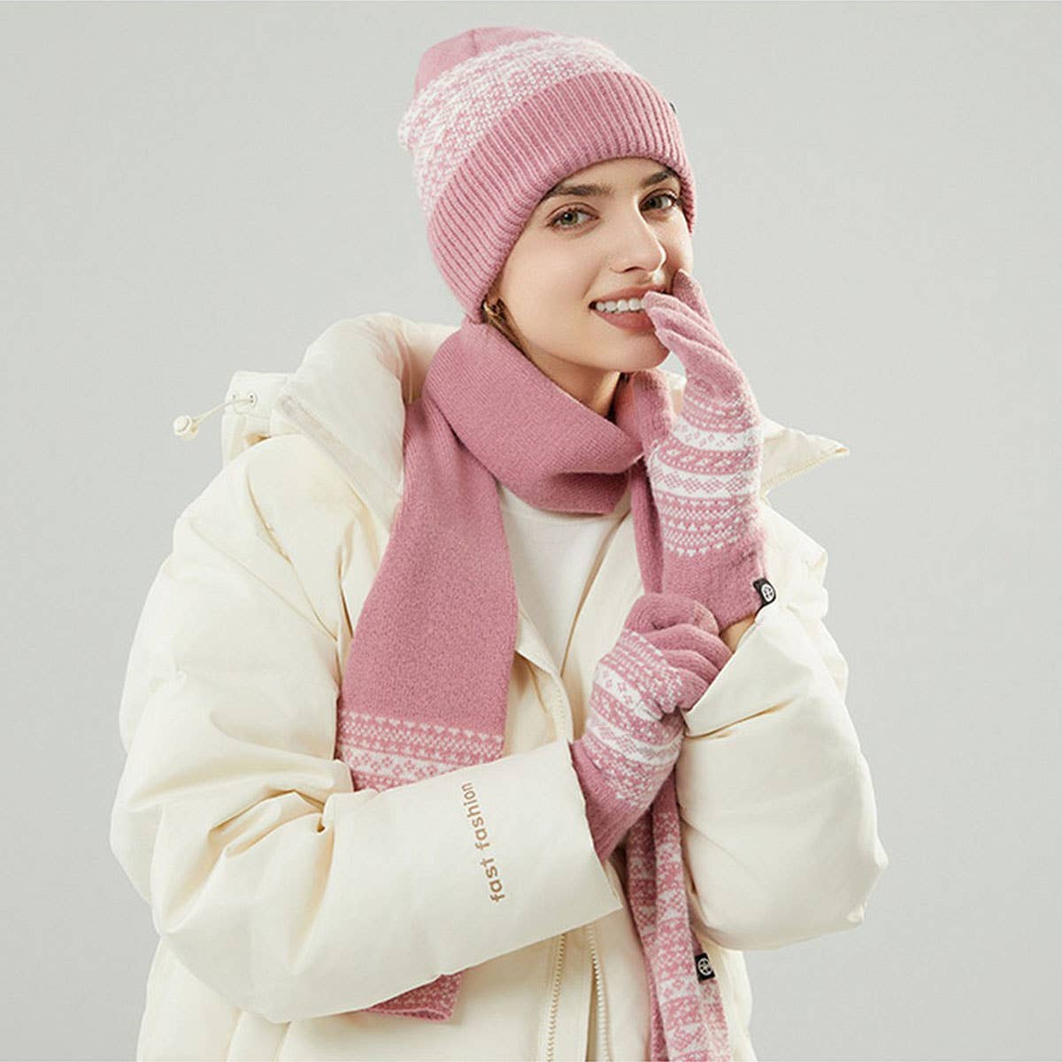 WINTER WARM KNITTED WINDPROOF THREE-PIECE SUIT