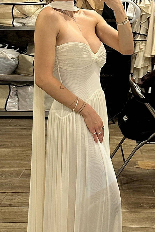 CWDMD5102_STRAPLESS FLOWING TIE WAIST BODYCON MAXI DRESS