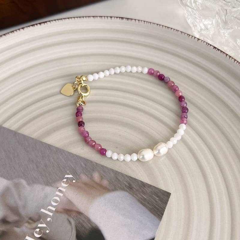 Personalized stone freshwater pearl bracelet