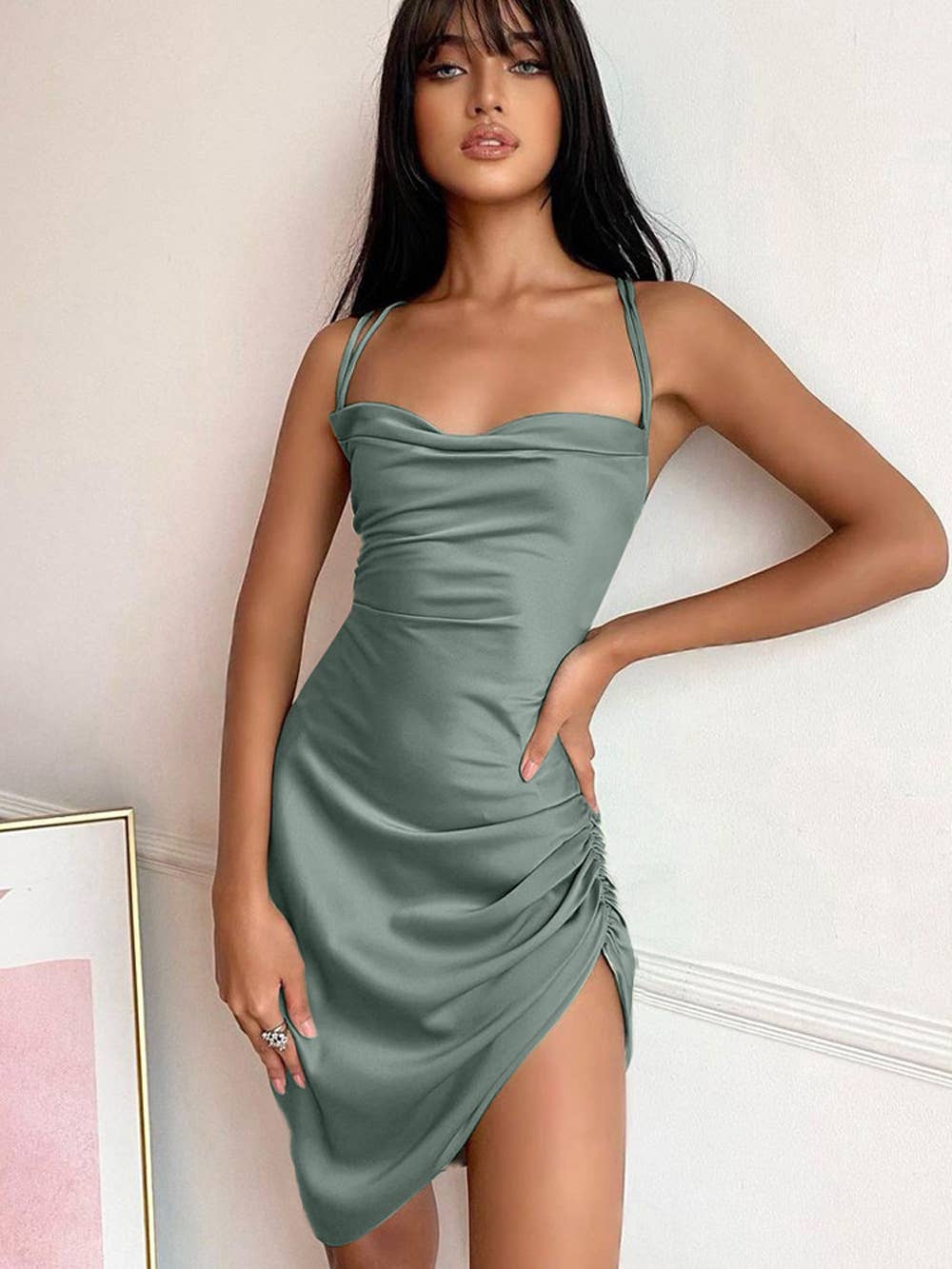 Sexy Sleeveless Tie-Back Solid Color Dress