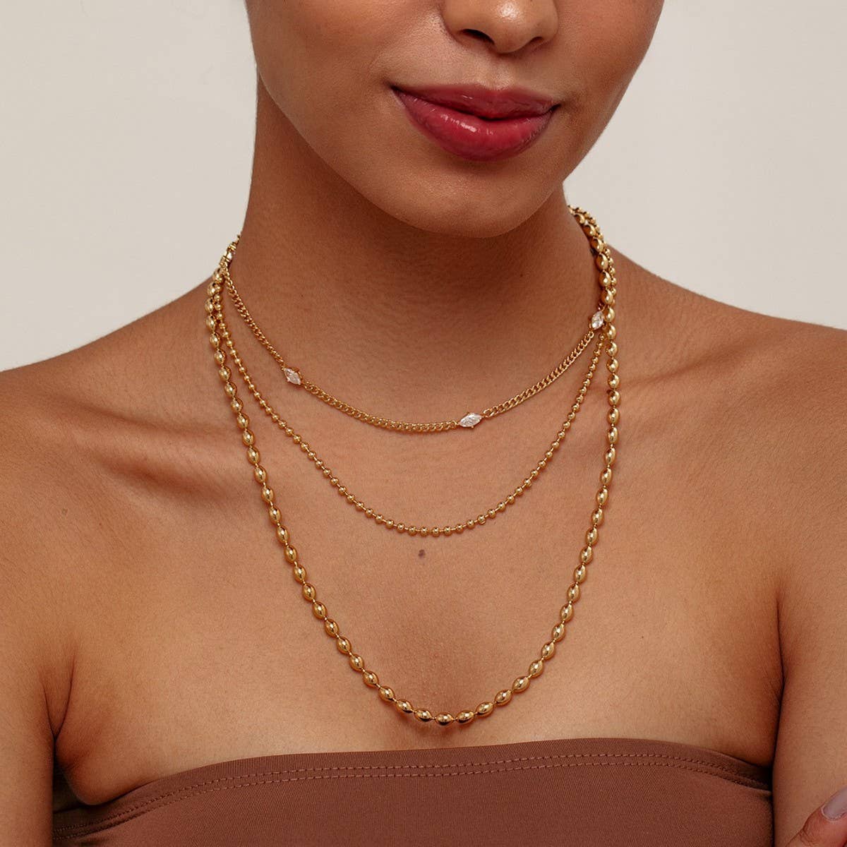 TEMPERAMENT ROUND CHAIN ZIRCON NECKLACE