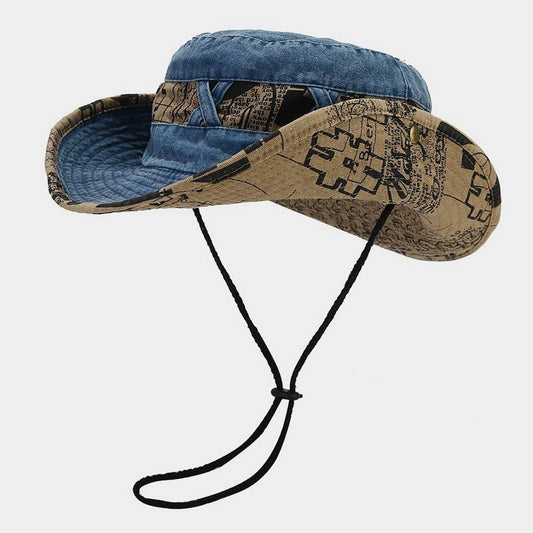 Washed Cotton Floral Cowboy Sun Hat ? Wide Brim_CWAH3829