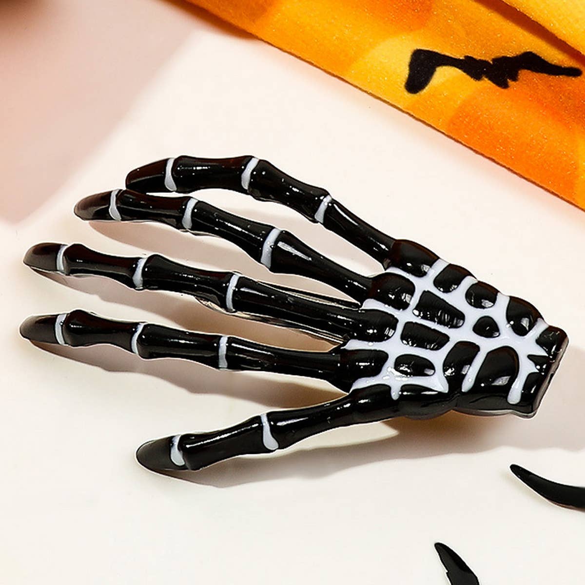 Halloween Skeleton Hand Hair Duckbill Clip_CWAHA1643