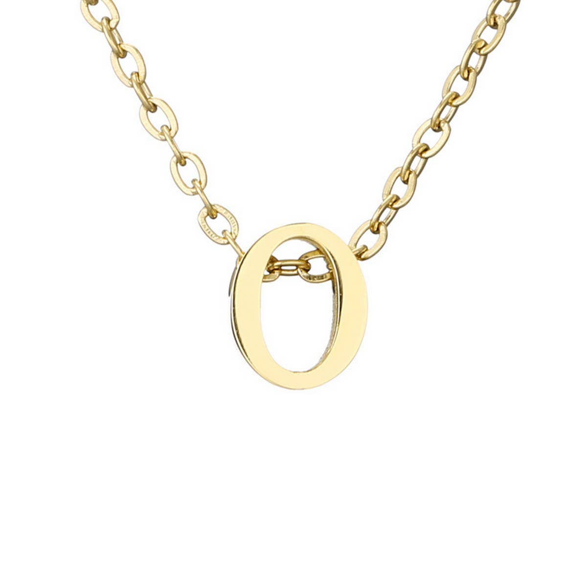 Fashion mirror polished gold letter necklace_CWMM5590