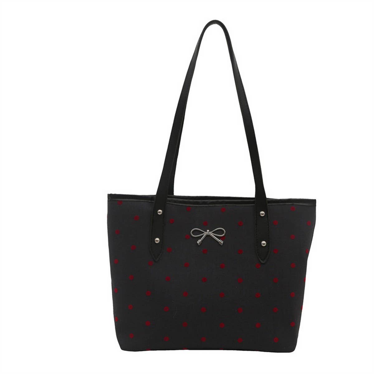POLKA DOT BLACK BOW UNDERARM TOTE_CWAB3316