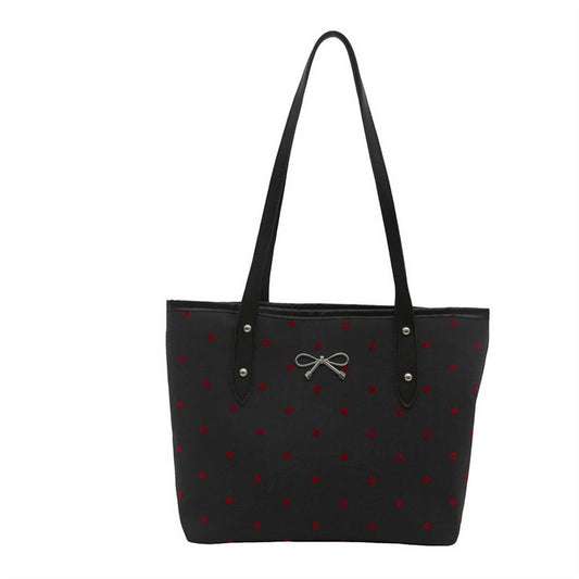 POLKA DOT BLACK BOW UNDERARM TOTE_CWAB3316