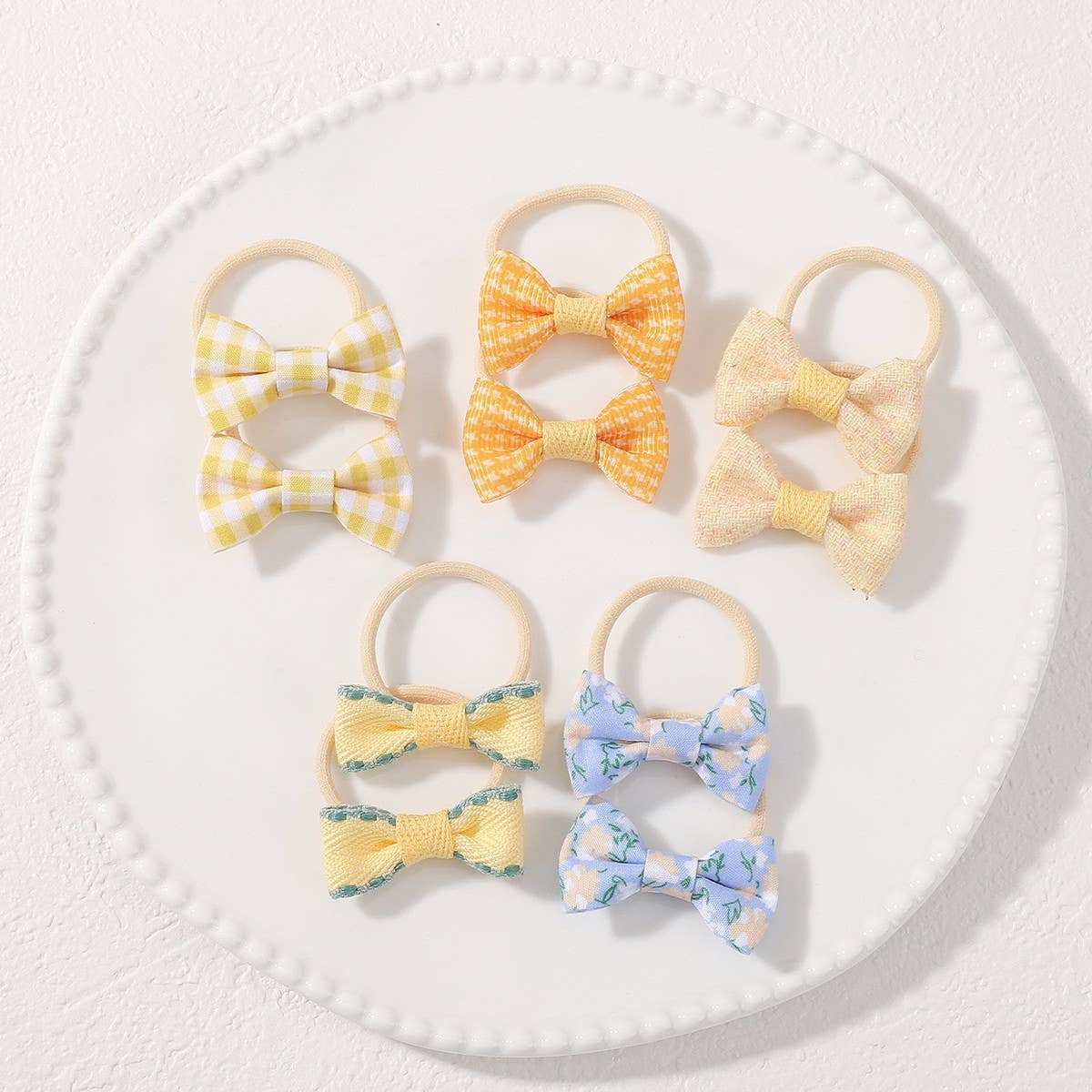 Double Bow Hair Clips Set with Pearls for Girls