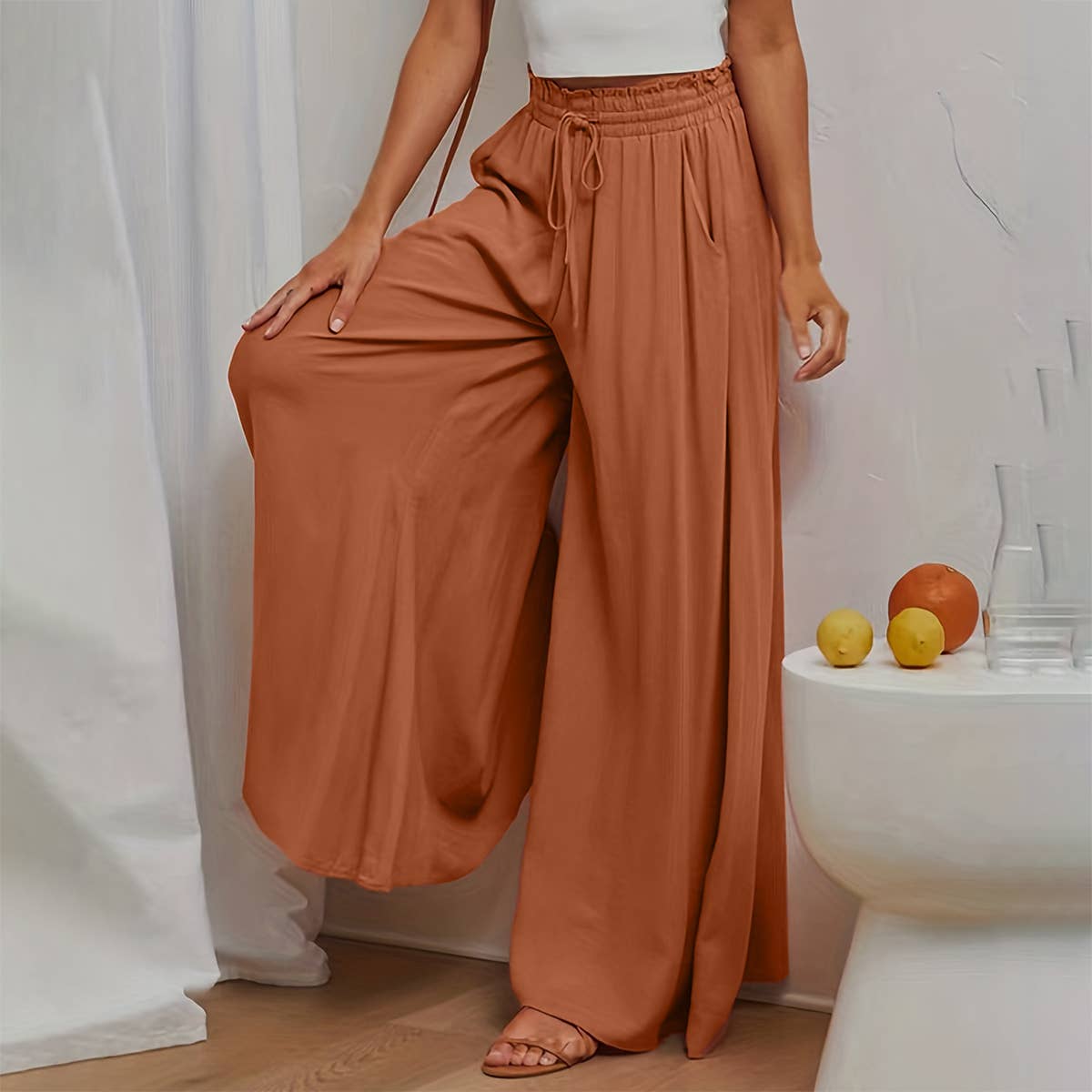 High-Waisted Wide-Legged Pants Long Skirt Pants