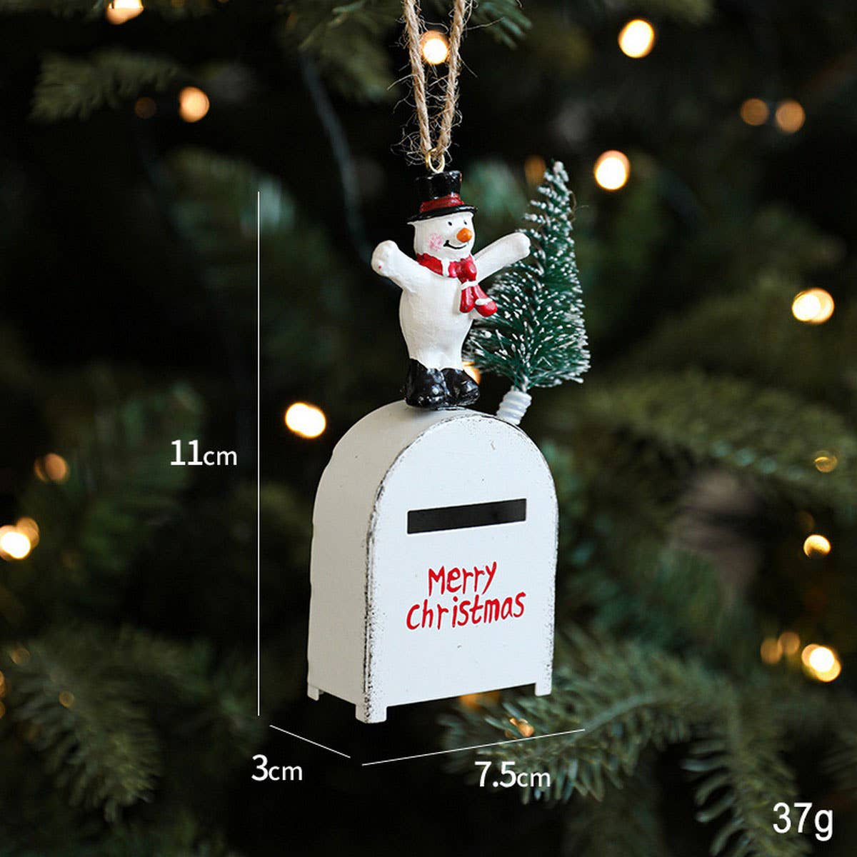 Iron Painted Mailbox Vintage Christmas Hanging