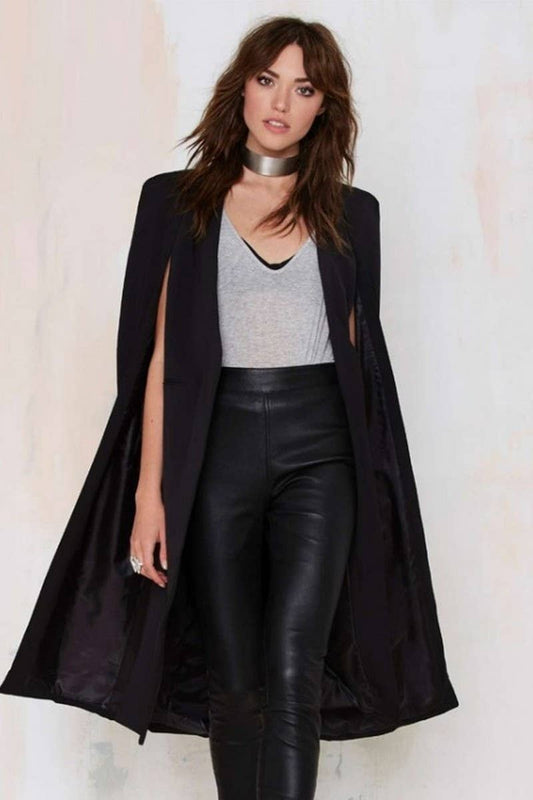 CWOCO1133_FAKE TWO-PIECE CAPE-STYLE SHAWL WINDBREAKER