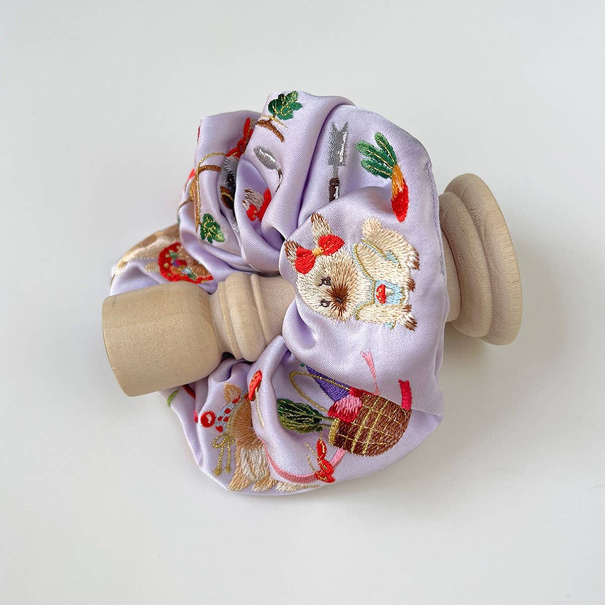 DESIGN SATIN CUTE EMBROIDERED BUNNY HAIRBAND