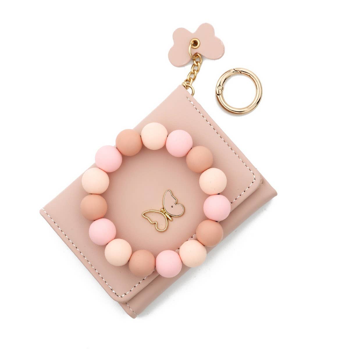 Butterfly Card Holder Wallet with Keychain Bracelet_CWAB4949