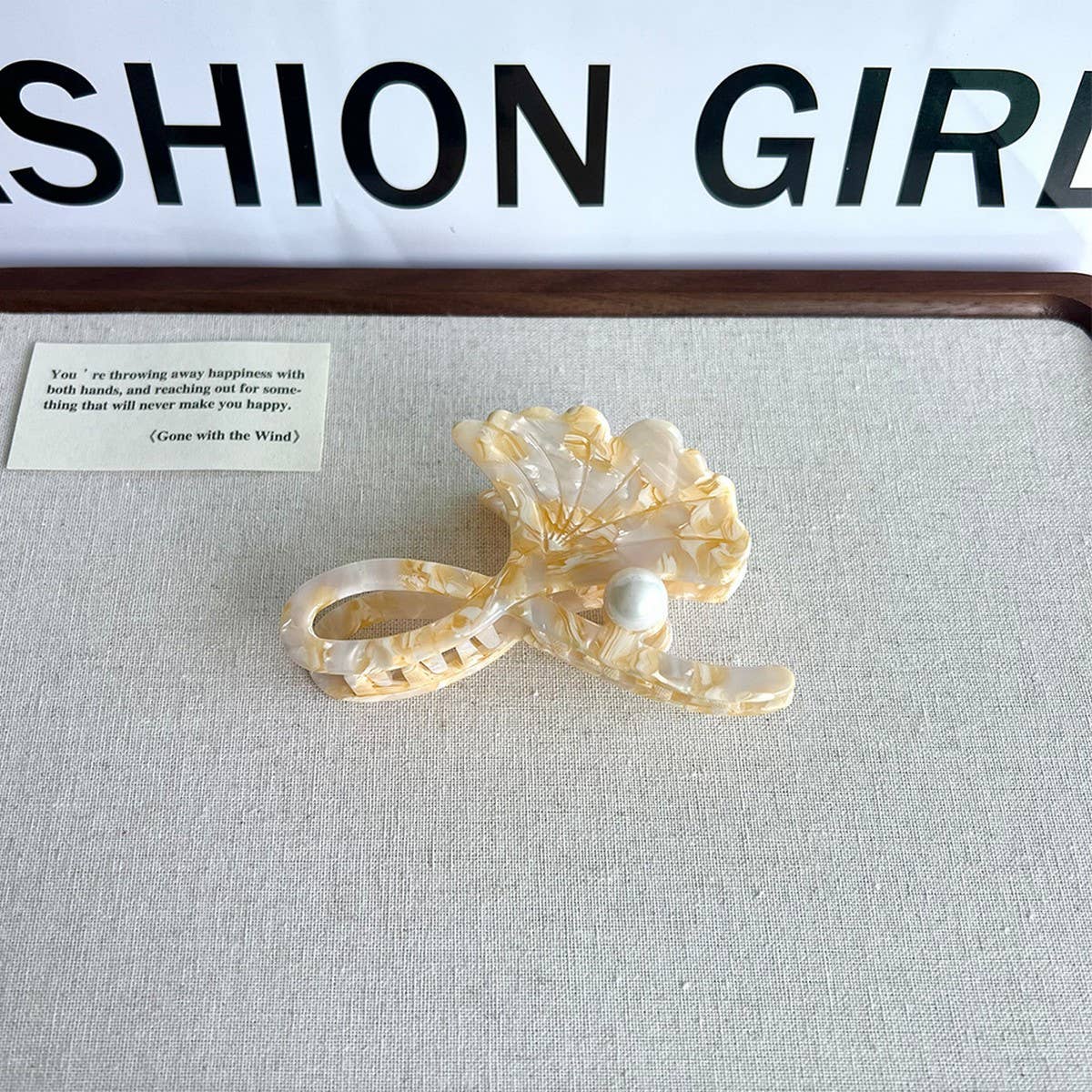 Ginkgo Leaf Pearl Acetate Hair Claw Clip for Women