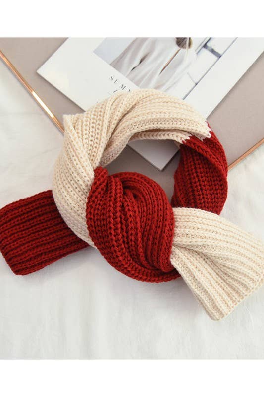 Yarn Knit Colorblock Scarf - Cozy Neck Wrap_CWASC0052
