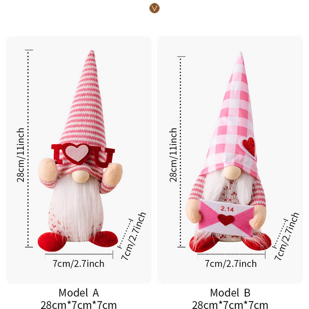 CWMM10273_VALENTINE PINK GNOME COUPLE PLUSH FIGURINE