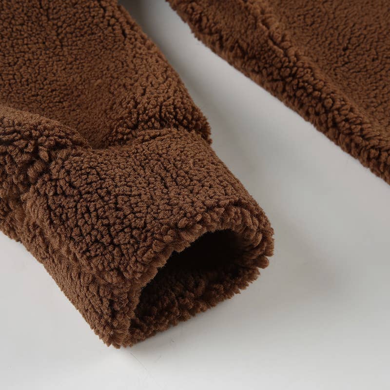 VINTAGE JACKET LAMB FLEECE ZIP-UP LAPEL JACKET