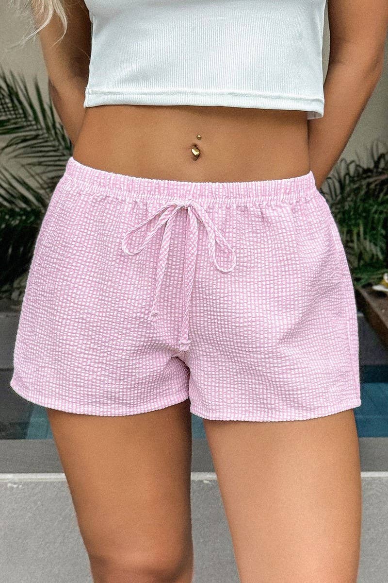 CWBSP00627_CASUAL STRIPED TIE WAIST SHORTS