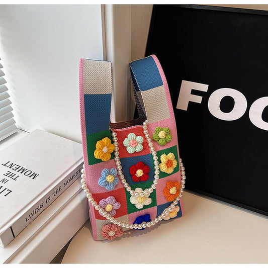 FASHION SIMPLE KNITTED FLOWER TOTE BAG_CWAB2419