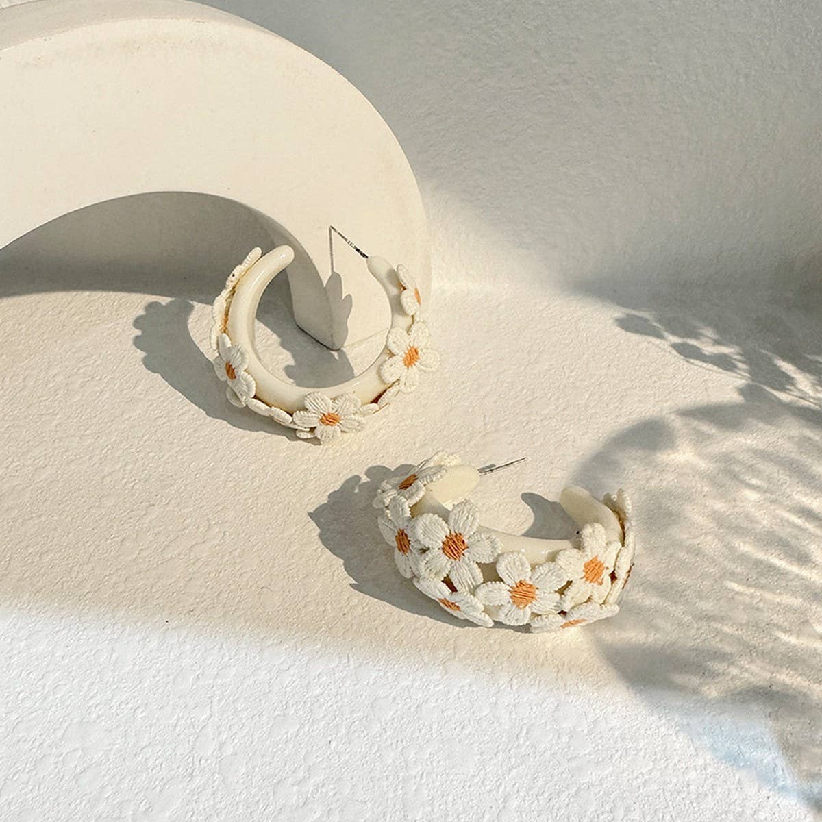 Summer Embroidered Flower Stud Earrings ??Handmade_CWMM6184