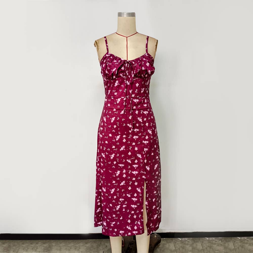 SLEEVELESS HALTER STRAPPY PRINT HALTER DRESS