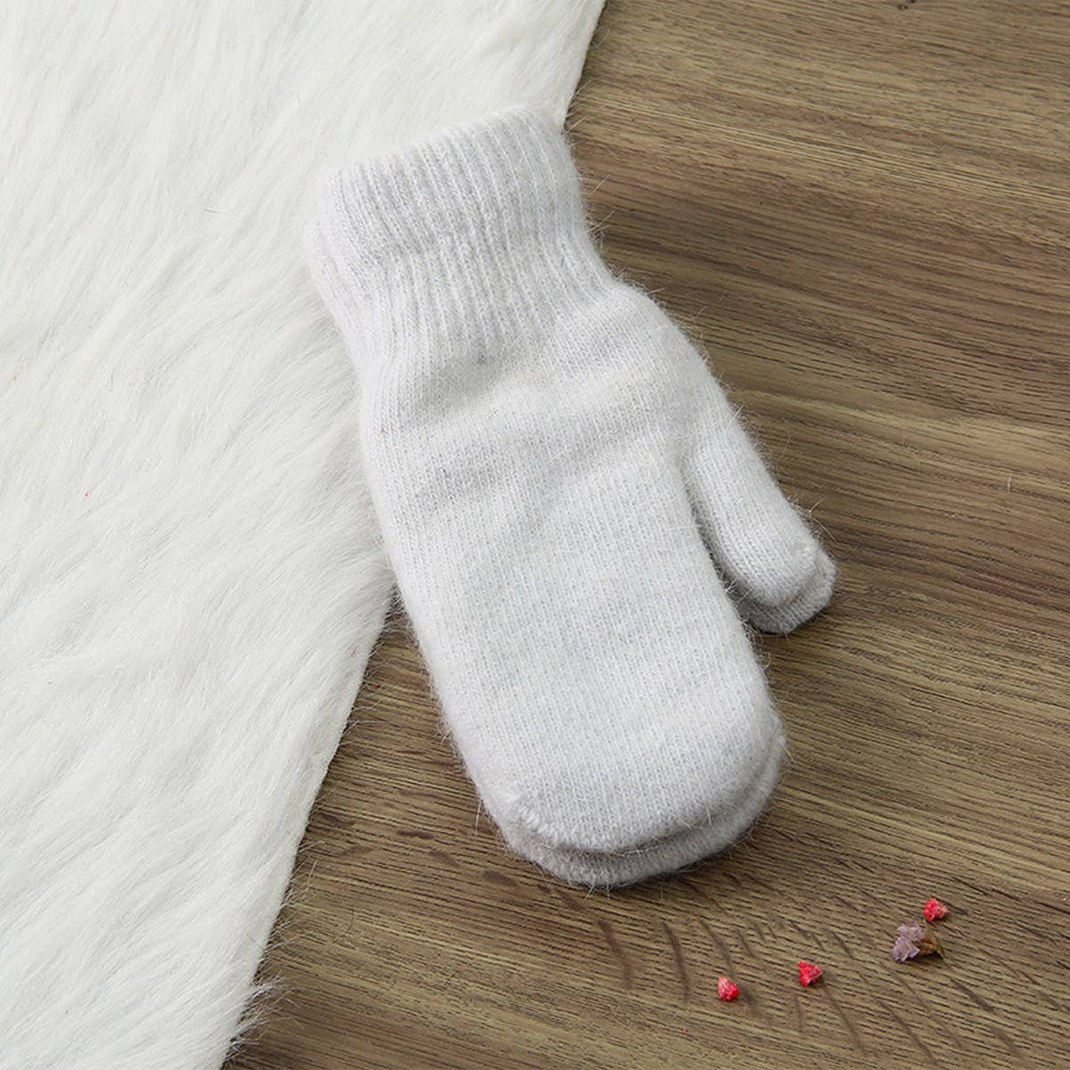 WOMEN'S SOLID COLOR RABBIT FUR FULL FINGER GLOVES_CWAG0182