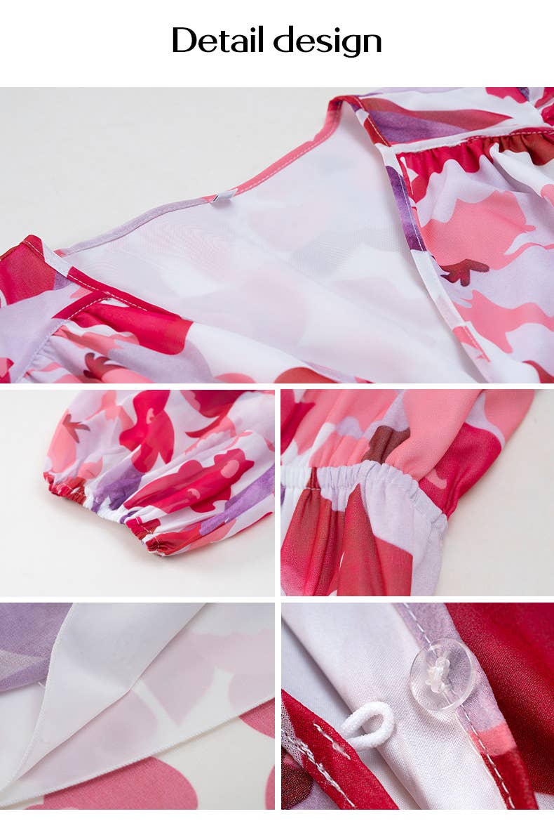 Elegant Waist-Cinched Asymmetrical Floral Dress