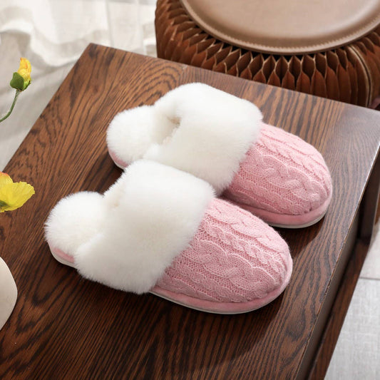 Plush Chenille Knit Slippers Warm Home Shoes_CWSHF00214