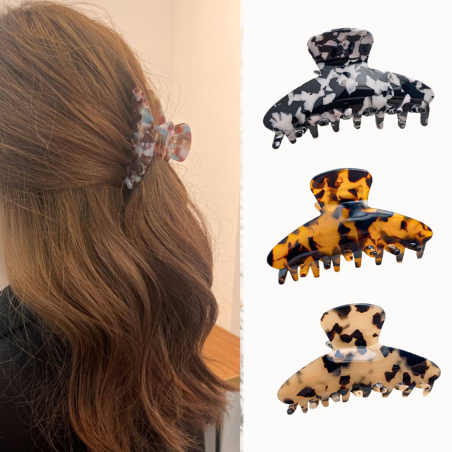 Acetic acid plate grip leopard print hair grip