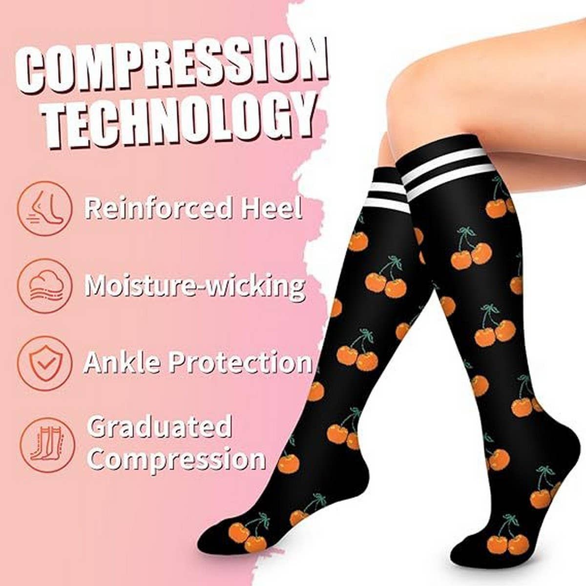 PATTERNED SPORTS LONG COMPRESSION SOCKS SET_CWMS1879