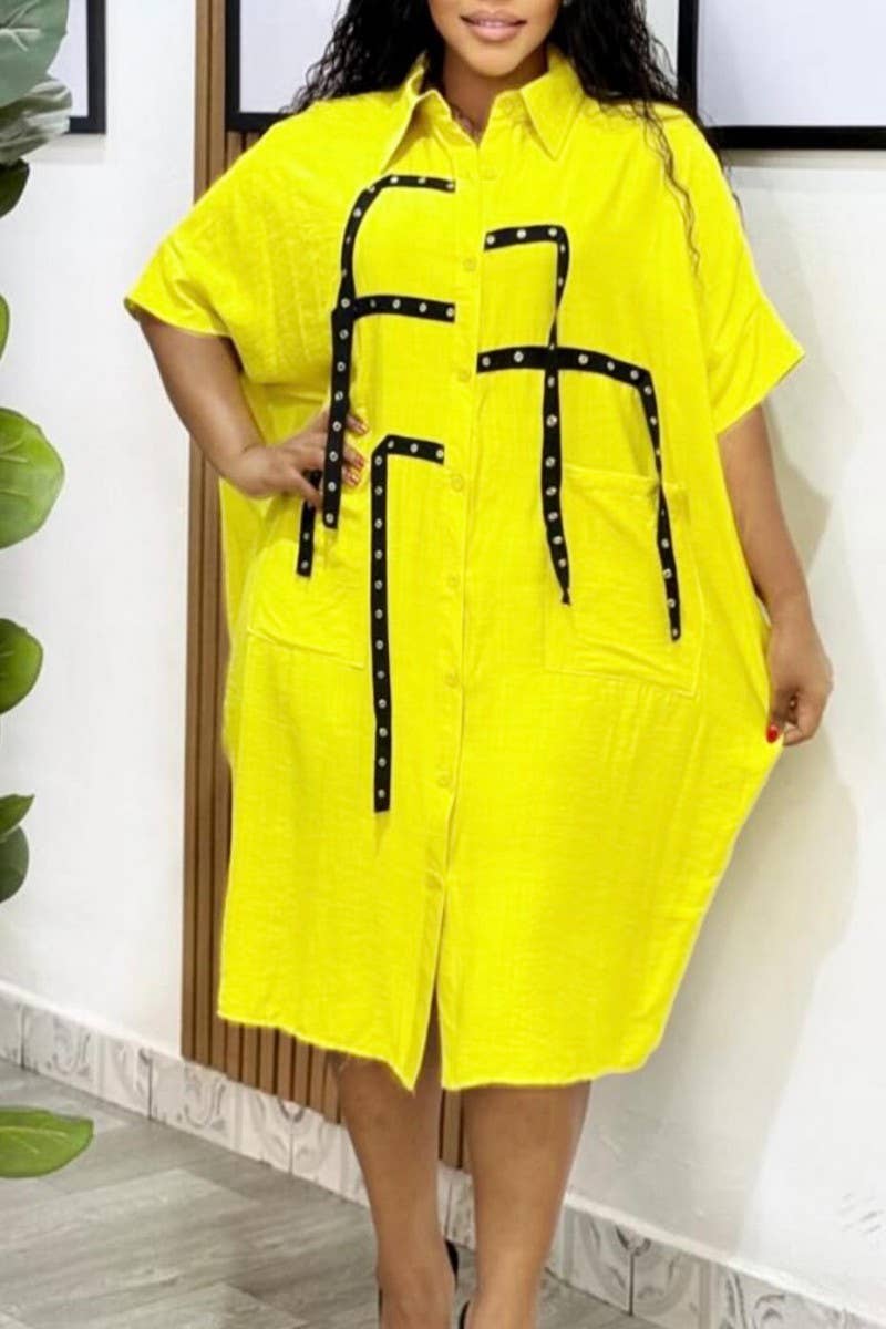 CWDTD00505_2025 WOMEN SHORT SLEEVE LOOSE POLO SHIRT DRESS