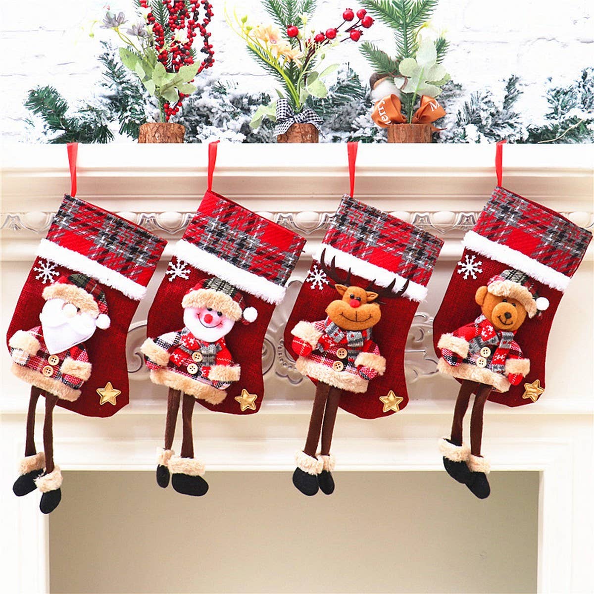 PLAID CLOTH DOLL CHRISTMAS GIFT BAG_CWMM1892