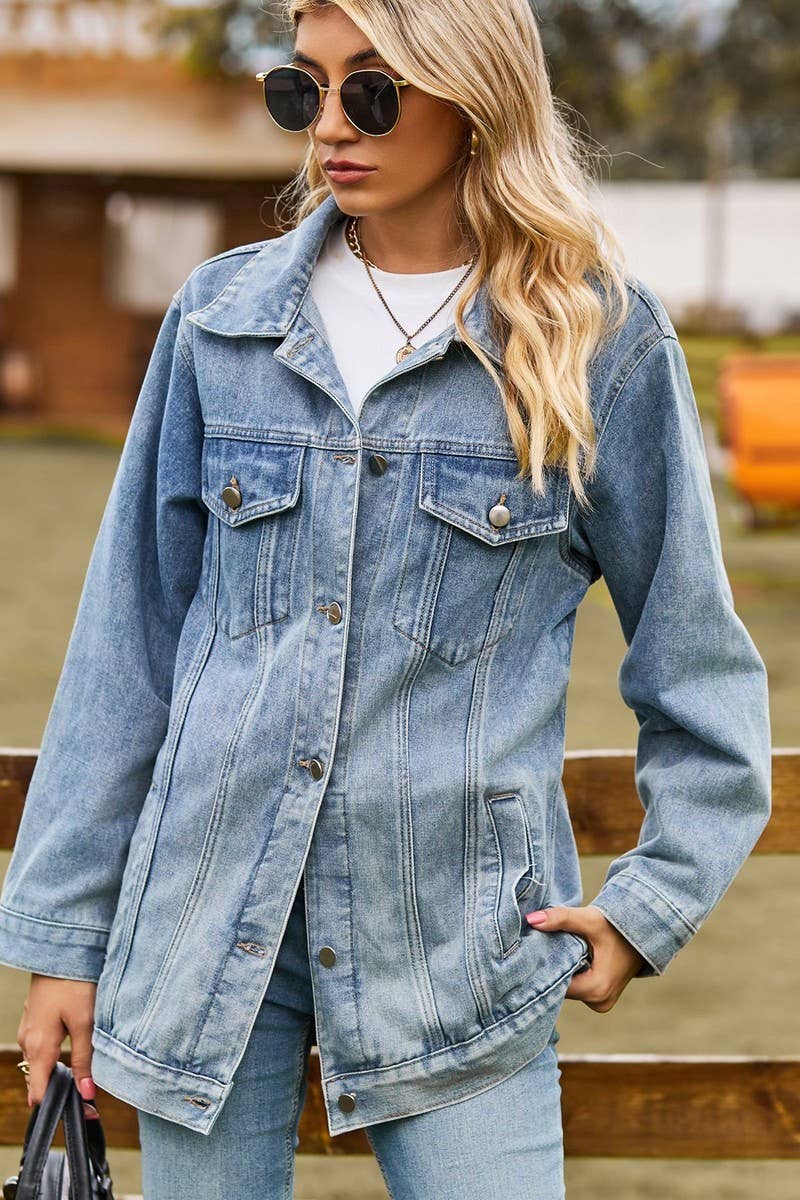 CWJJ00096_RETRO LOOSE CASUAL DENIM JACKET TOP