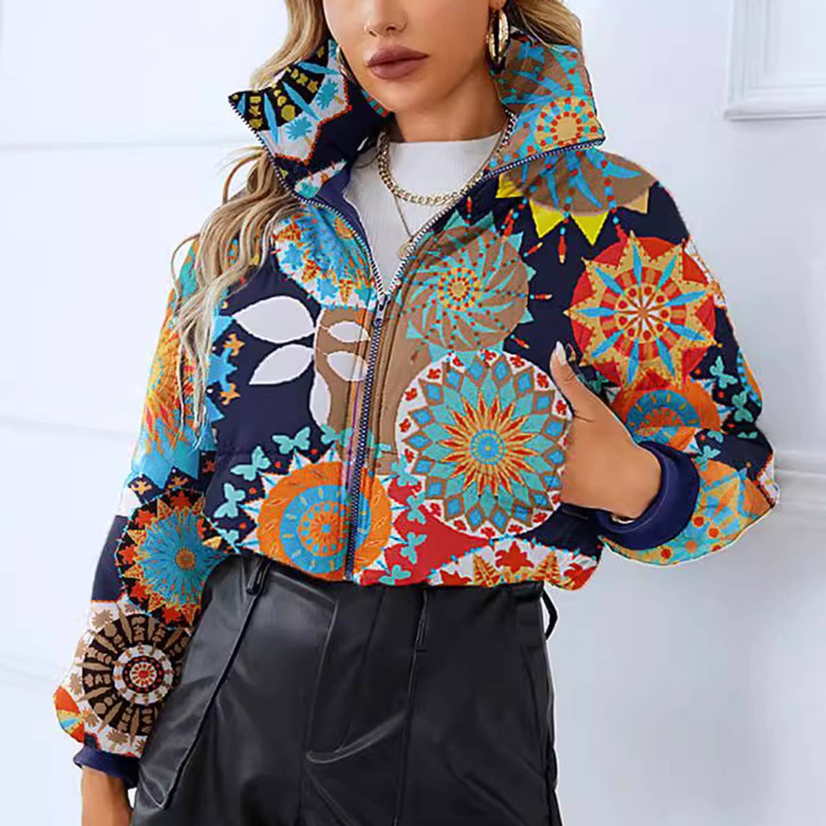 FASHIONABLE COTTON STANDING COLLAR BREAD JACKET