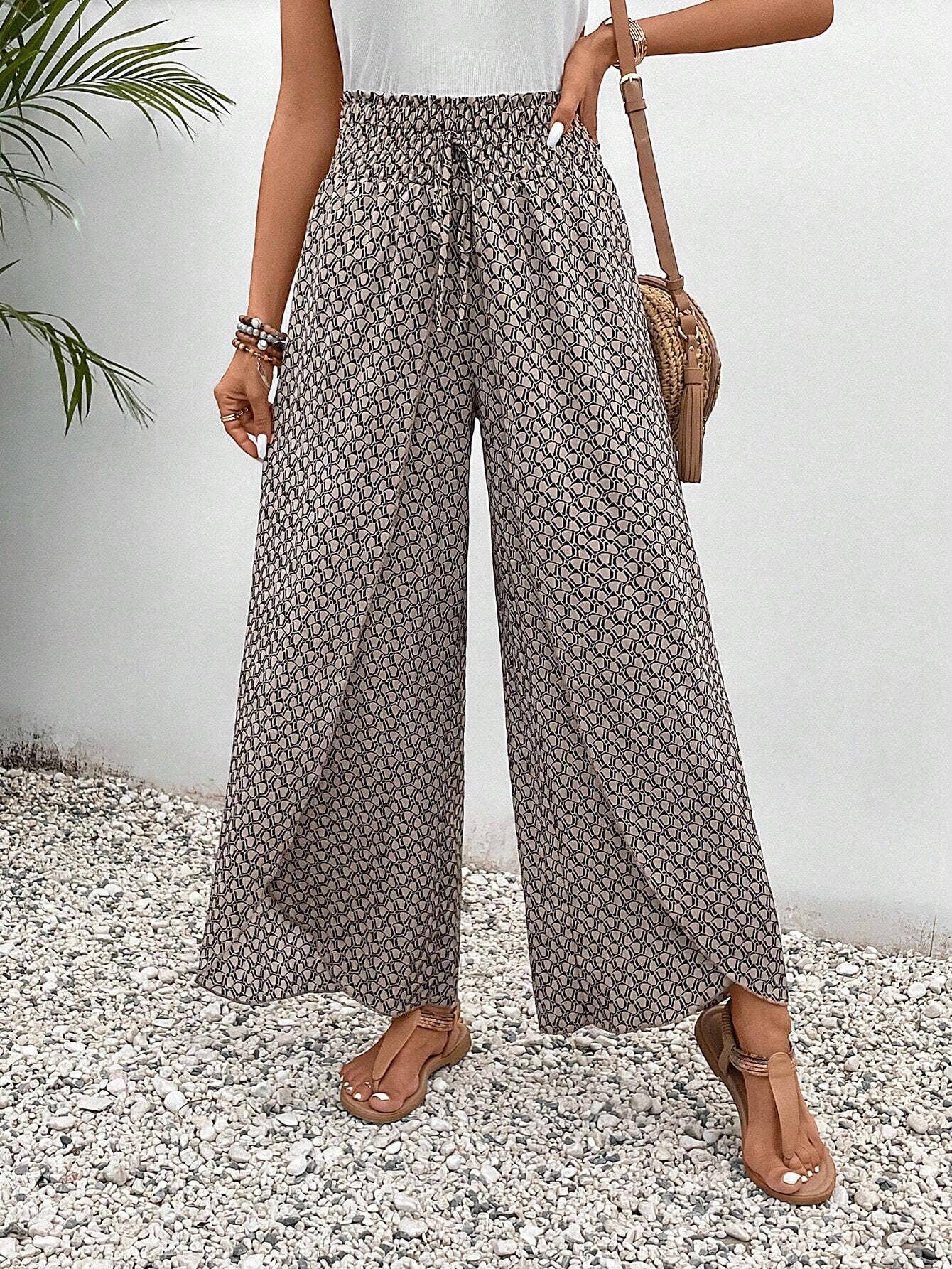 Floral side slit wide leg culottes