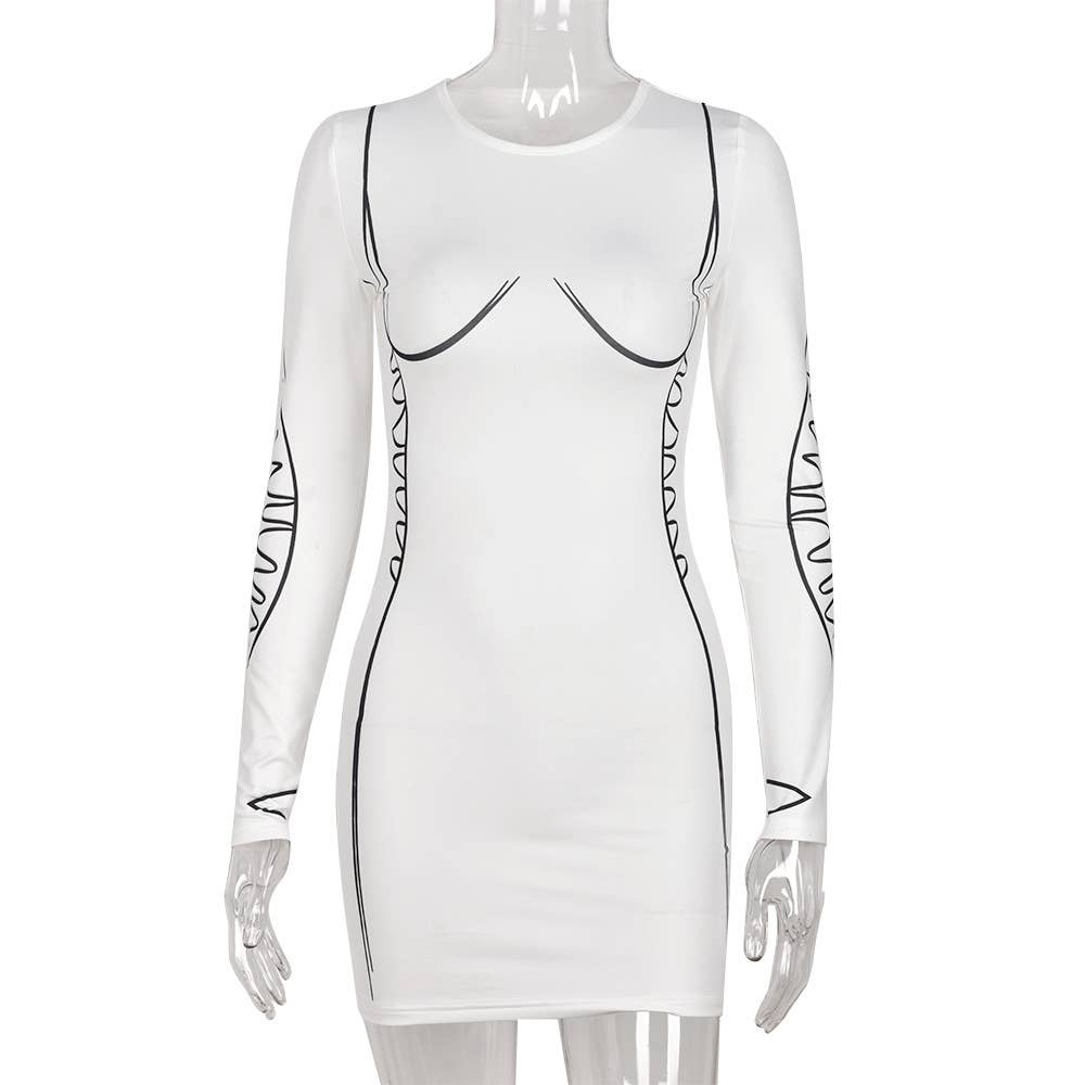 Abstract printed short hip-hugging dress