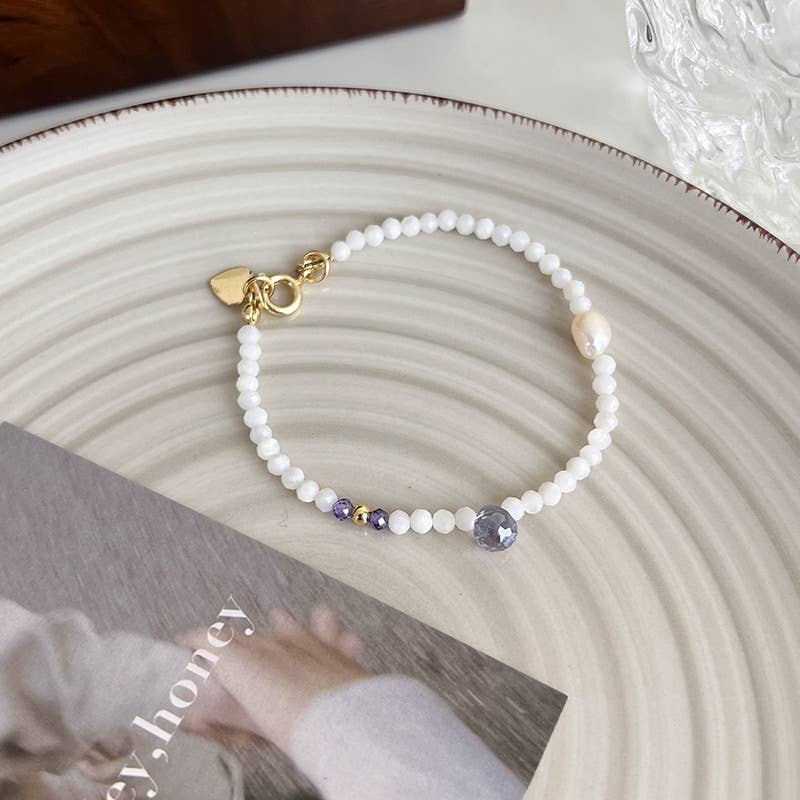 Personalized stone freshwater pearl bracelet