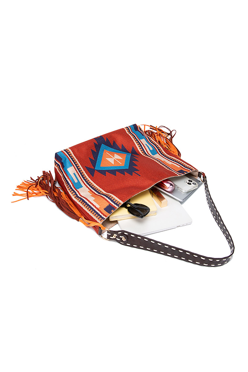 WOMEN CANVAS ETHNIC TRAVEL TASSEL BAGS_CWAB0560