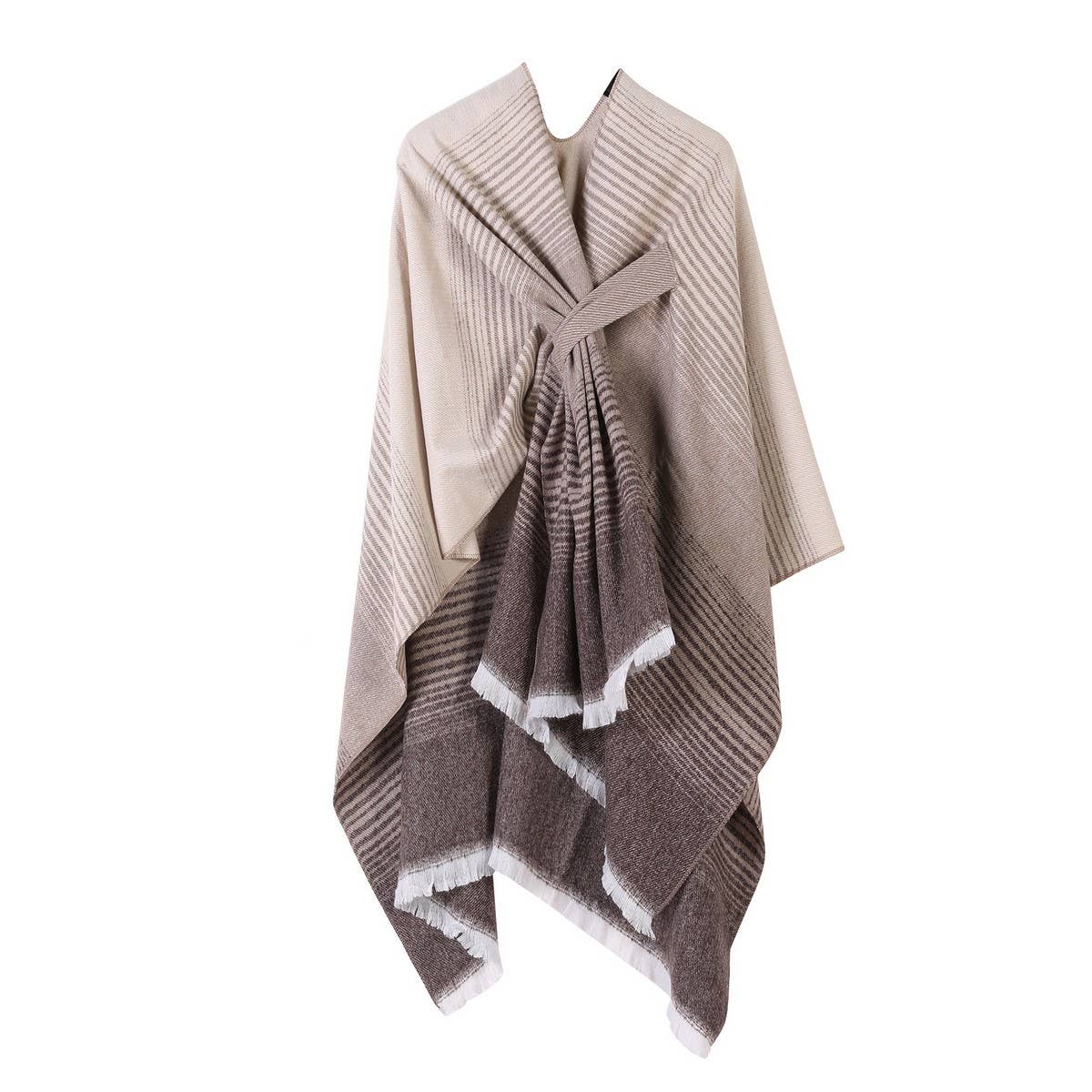 WEAR SCARF KNITTED SIDE STRAP SHAWL CAPE