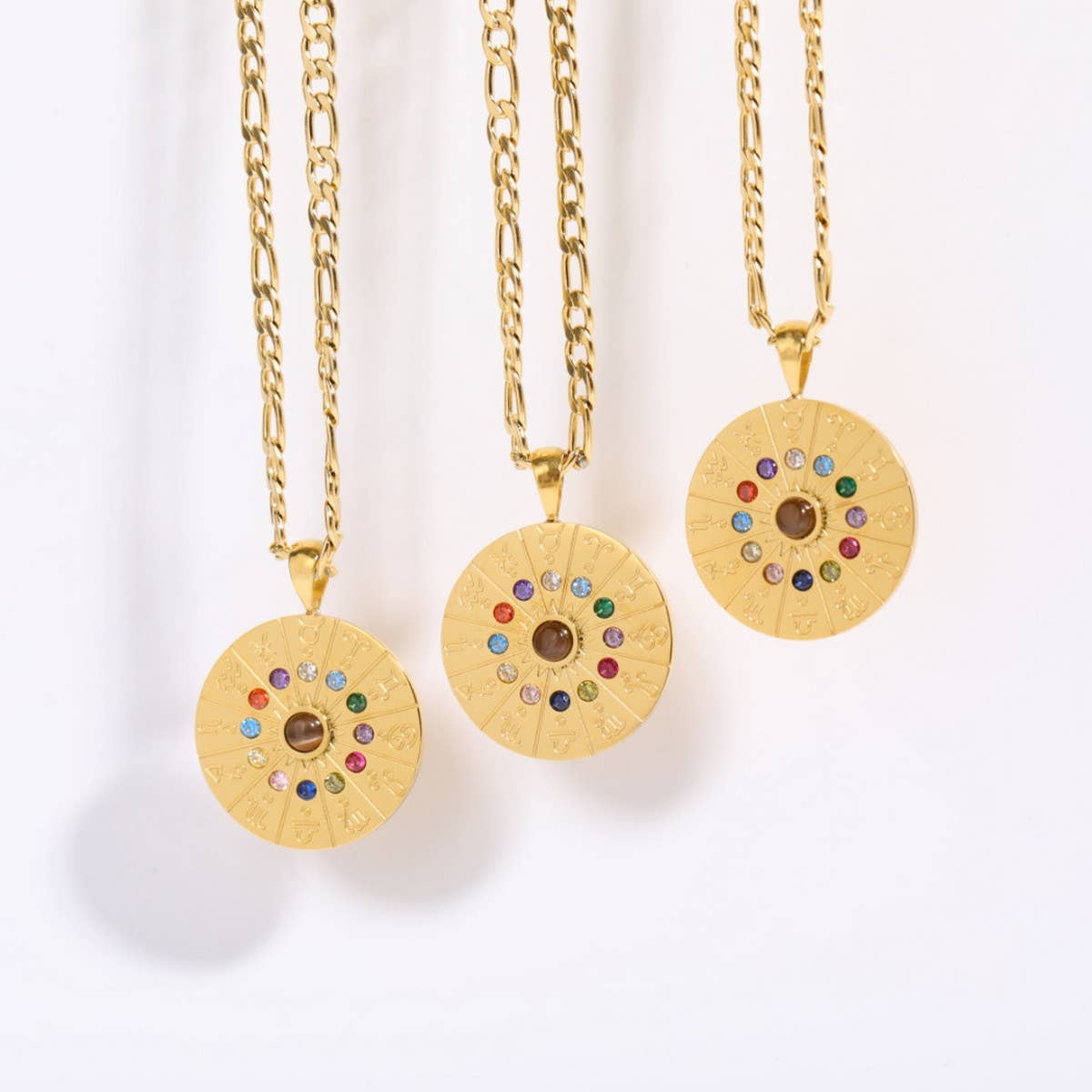 Vintage 12 Constellation Tarot Pendant Necklace