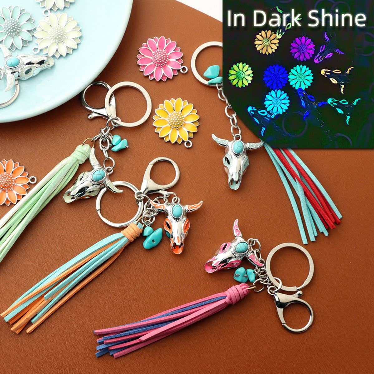 Vintage Western Glow-in-the-Dark Bull Keychain