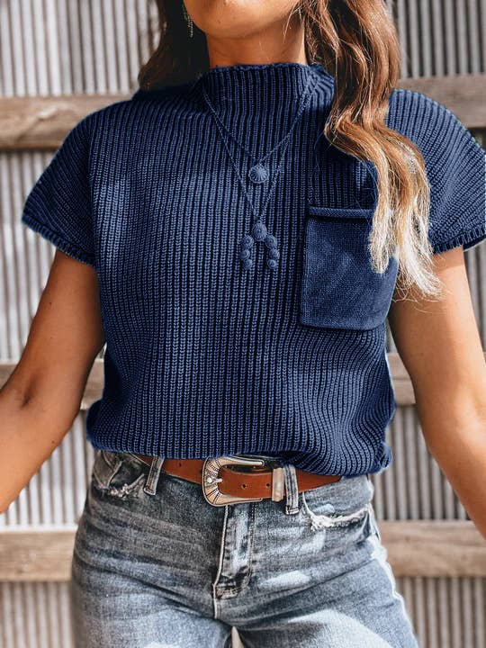 SOLID COLOR TURTLENECK LOOSE SHOULDER SWEATER