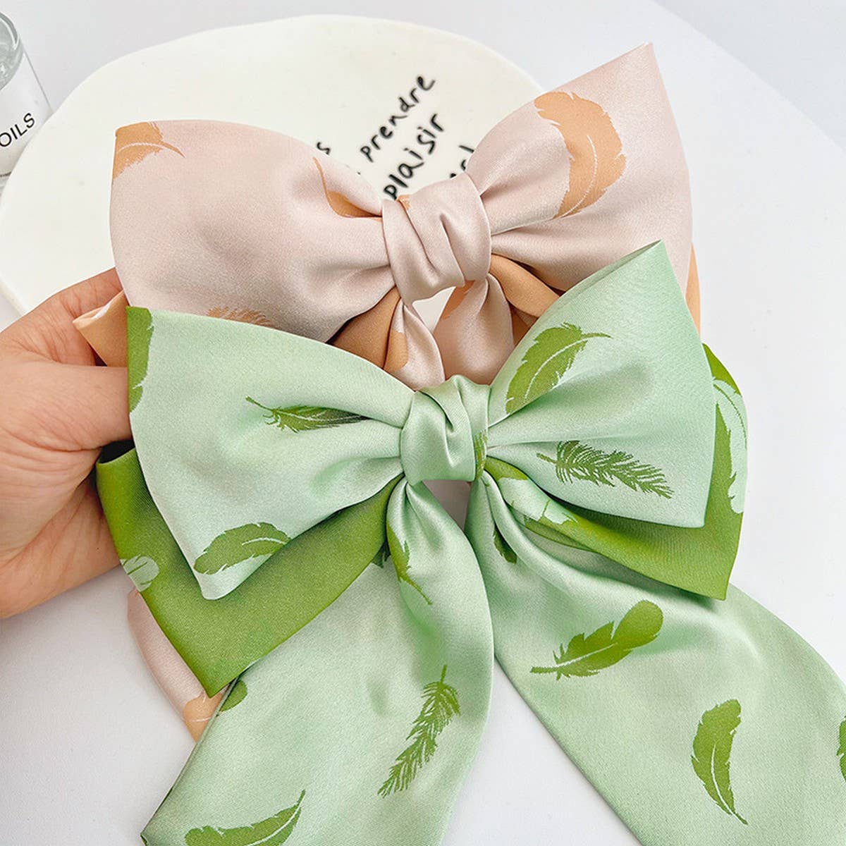 FRENCH GIRL SWEET PRINTED BOW HAIRPINS_CWAHA1191