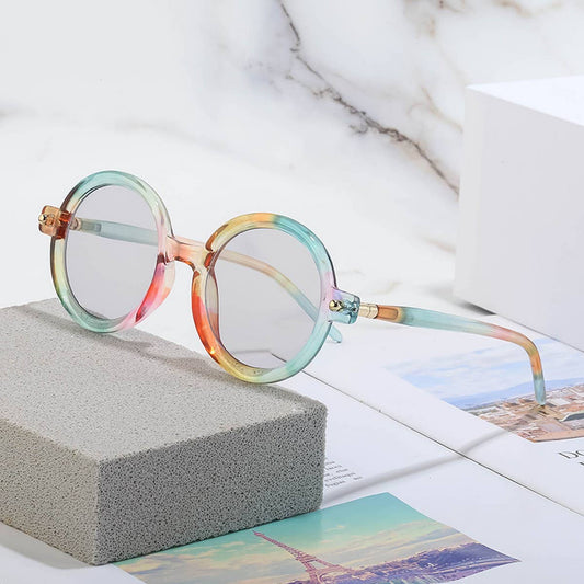 FASHIONABLE THICK ROUND FRAME SUNGLASSES